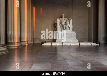 Lincoln Memorial inside early morning, Washington DC, USA Stock Photo