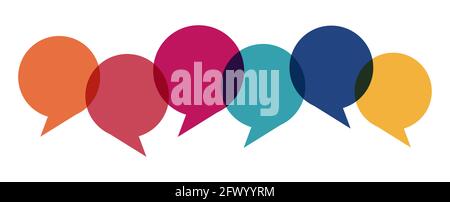 eps illustration of colored speech bubbles in a row with space for text on white background Stock Vector