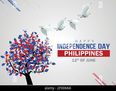 happy independence day Philippines. flying dove with Philippine flag ...