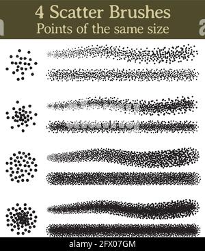 Four brushes for Illustrator, made with messy and irregular points. Stock Vector