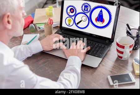 Business process concept shown on a laptop screen Stock Photo