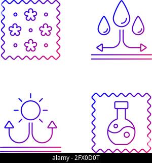 Fabric properties gradient linear vector icons set Stock Vector