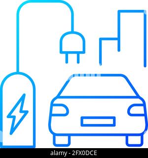 On street residential EV charging gradient linear vector icon Stock Vector