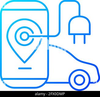 EV charging app gradient linear vector icon Stock Vector
