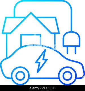 Home EV charging point gradient linear vector icon Stock Vector