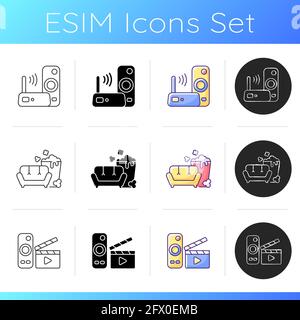 Broadcasting services icons set Stock Vector