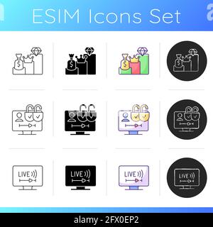 Broadcast services icons set Stock Vector
