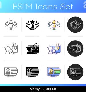 Broadcasting services icons set Stock Vector
