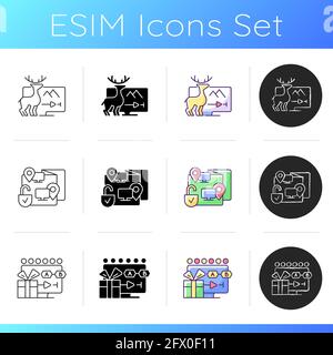 Broadcast services icons set Stock Vector