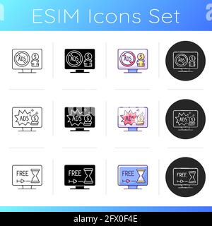 Broadcast services icons set Stock Vector