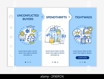 Customers types onboarding vector template Stock Vector