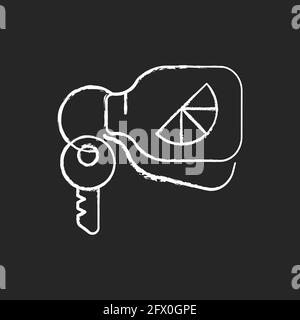 Branded keyring chalk white icon on black background Stock Vector