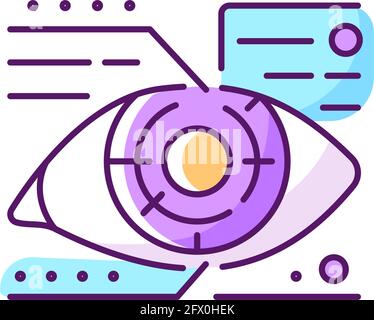 Lens microcircuit RGB color icon Stock Vector
