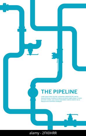 Pipeline infographic. Oil, water or gas flat valve vector design isolated on white. Stock Vector