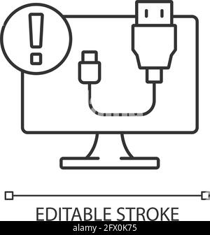 USB does not work linear icon Stock Vector