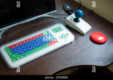 Specially equipped computer for people with cerebral palsy Stock Photo ...