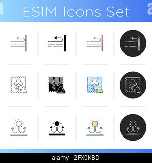 Different types of fabric feature icons set Stock Vector