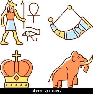 Ancestors heritage RGB color icons set Stock Vector