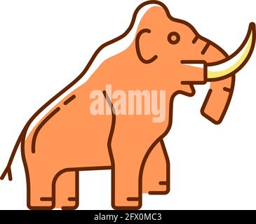 Mammoth skeleton RGB color icon Stock Vector