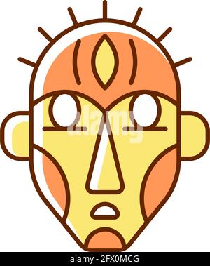Ritual masks RGB color icon Stock Vector