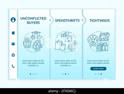 Customers types onboarding vector template Stock Vector