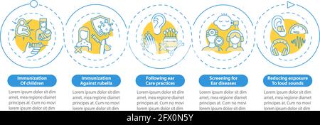 Deafness prevention vector infographic template Stock Vector