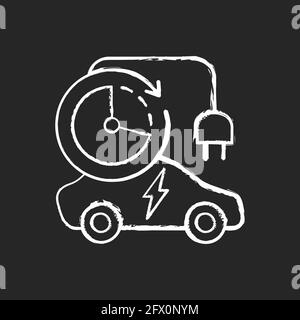 Charging time chalk white icon on black background Stock Vector
