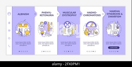 Different genetic disorders onboarding vector template Stock Vector