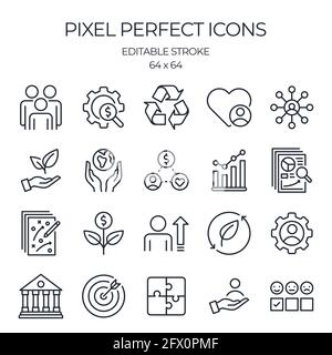 CSR corporate social responsibility editable stroke outline icon isolated on white background flat vector illustration. Pixel perfect. 64 x 64. Stock Vector