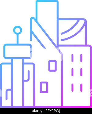 Cyberpunk city gradient linear vector icon Stock Vector