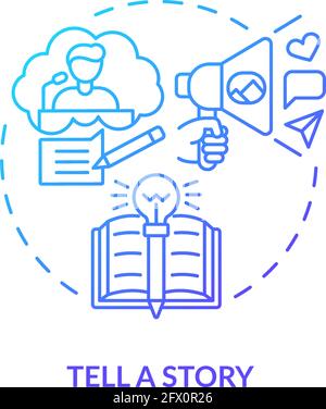 Tell story navy, blue gradient concept icon Stock Vector
