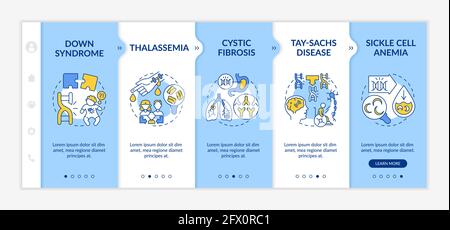 Most common genetic diseases onboarding vector template Stock Vector
