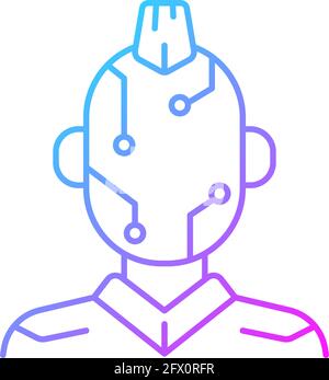 Face microcircuit gradient linear vector icon Stock Vector