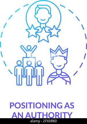 Positioning as authority navy gradient concept icon Stock Vector