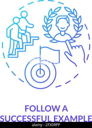 Follow successful example navy gradient concept icon Stock Vector