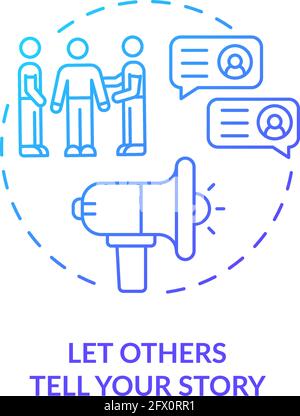 Let others tell your story navy, blue gradient concept icon Stock Vector