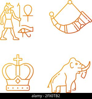 Ancestors heritage gradient linear vector icons set Stock Vector