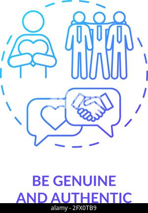 Be genuine and authentic navy gradient concept icon Stock Vector