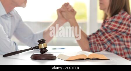 Symbol of conflict between husband and wife during divorce Stock Photo