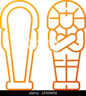 Egyptian sarcophagus gradient linear vector icon Stock Vector