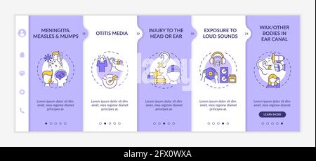 Acquired hearing loss factors onboarding vector template Stock Vector