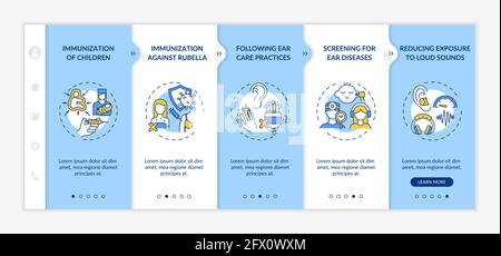Hearing loss preventive measures onboarding vector template Stock Vector