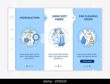 Ear cleanliness methods onboarding vector template Stock Vector
