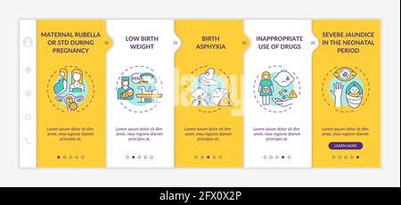 Congenital hearing loss factors onboarding vector template Stock Vector