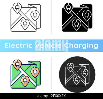EV charging stations map or network icon Stock Vector