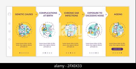 Hearing loss factors onboarding vector template Stock Vector
