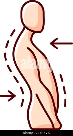 Swayback posture RGB color icon Stock Vector