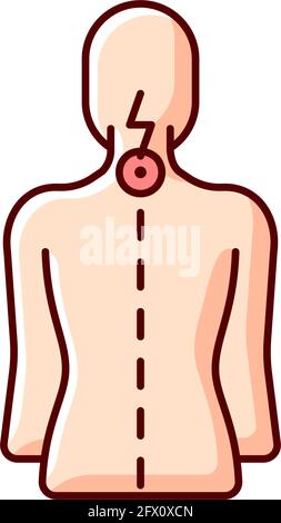Neck pain RGB color icon Stock Vector