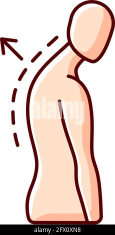 Thoracic kyphosis RGB color icon Stock Vector