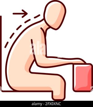 Forward tilted sitting position RGB color icon Stock Vector